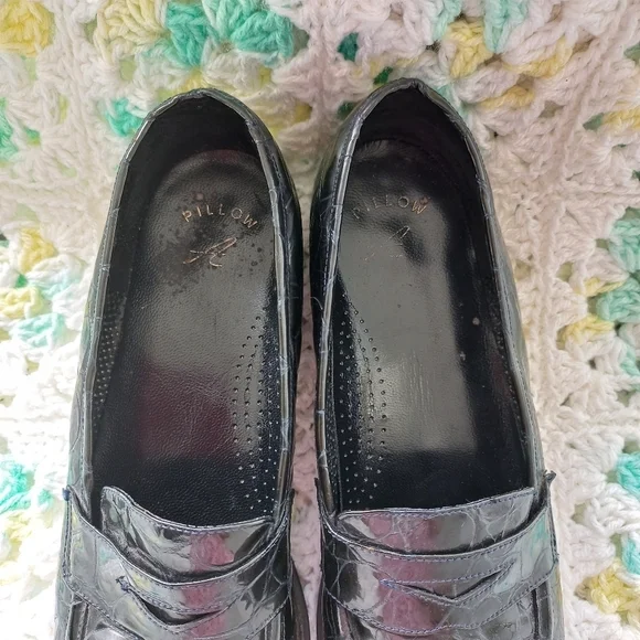 Amalfi Italy Women's Pillow Black Crocodile Pattern Loafers Size 7.5 US - Picture 11 of 14